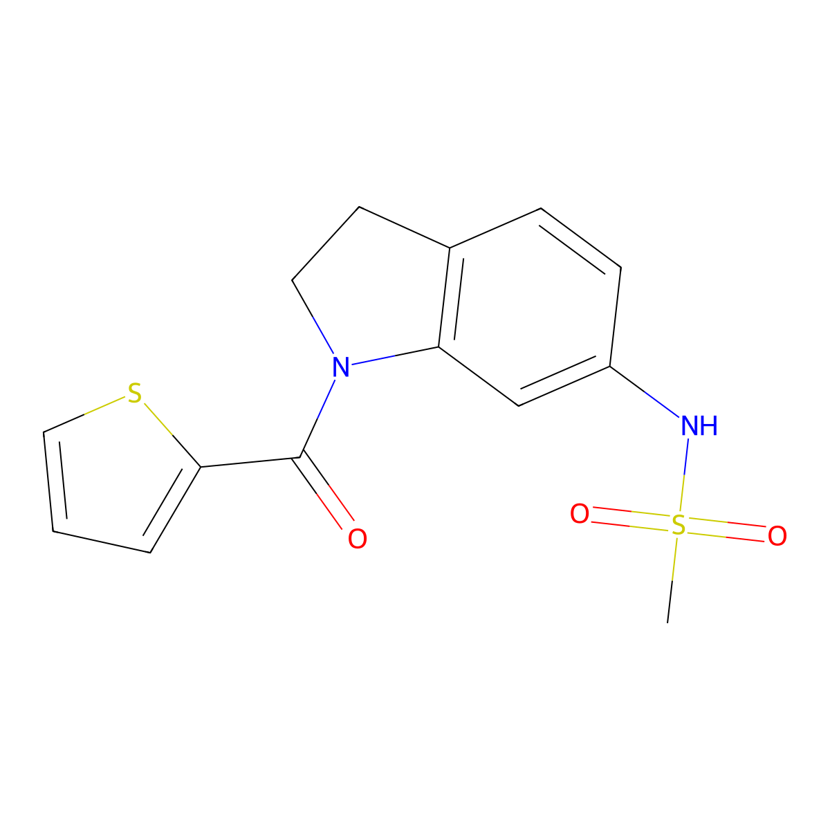 N-(1-(thiophene-2-carbonyl)indolin-6-yl)methanesulfonamide molecular structure, CAS 1040658-22-7