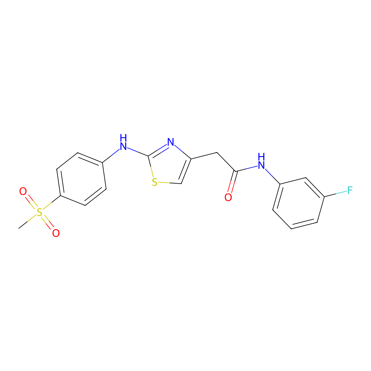 N-(3-fluorophenyl)-2-{2-[(4-methanesulfonylphenyl)amino]-1,3-thiazol-4-yl}acetamide molecular structure, CAS 1040658-25-0