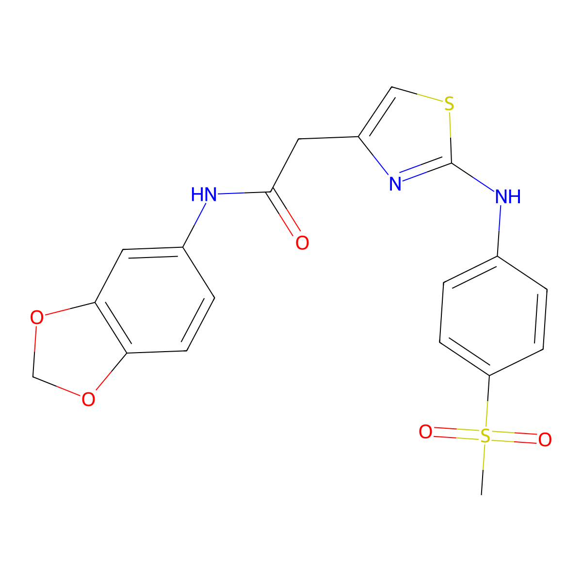 N-(2H-1,3-benzodioxol-5-yl)-2-{2-[(4-methanesulfonylphenyl)amino]-1,3-thiazol-4-yl}acetamide molecular structure, CAS 1040658-35-2
