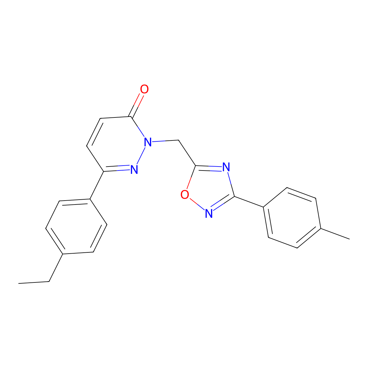 6-(4-ethylphenyl)-2-((3-(p-tolyl)-1,2,4-oxadiazol-5-yl)methyl)pyridazin-3(2H)-one molecular structure, CAS 1040658-36-3