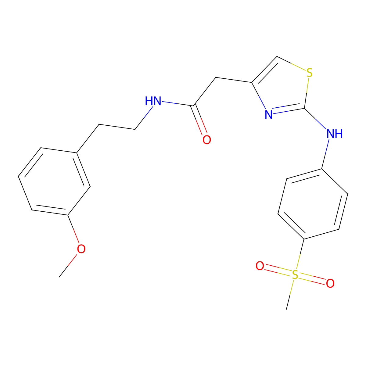 2-{2-[(4-methanesulfonylphenyl)amino]-1,3-thiazol-4-yl}-N-[2-(3-methoxyphenyl)ethyl]acetamide molecular structure, CAS 1040658-45-4