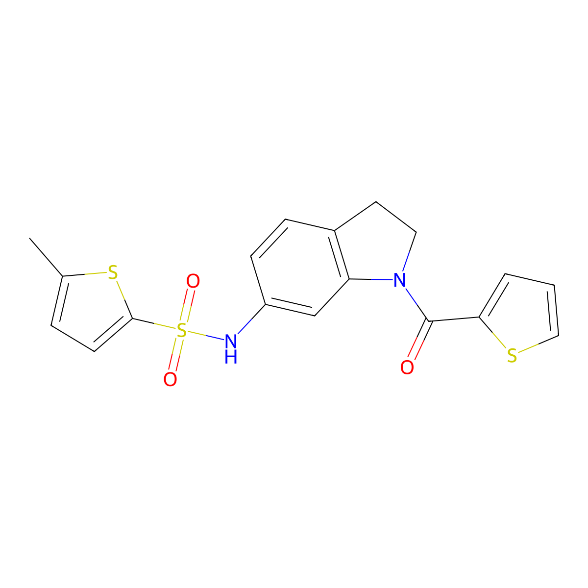 5-methyl-N-(1-(thiophene-2-carbonyl)indolin-6-yl)thiophene-2-sulfonamide molecular structure, CAS 1040658-47-6
