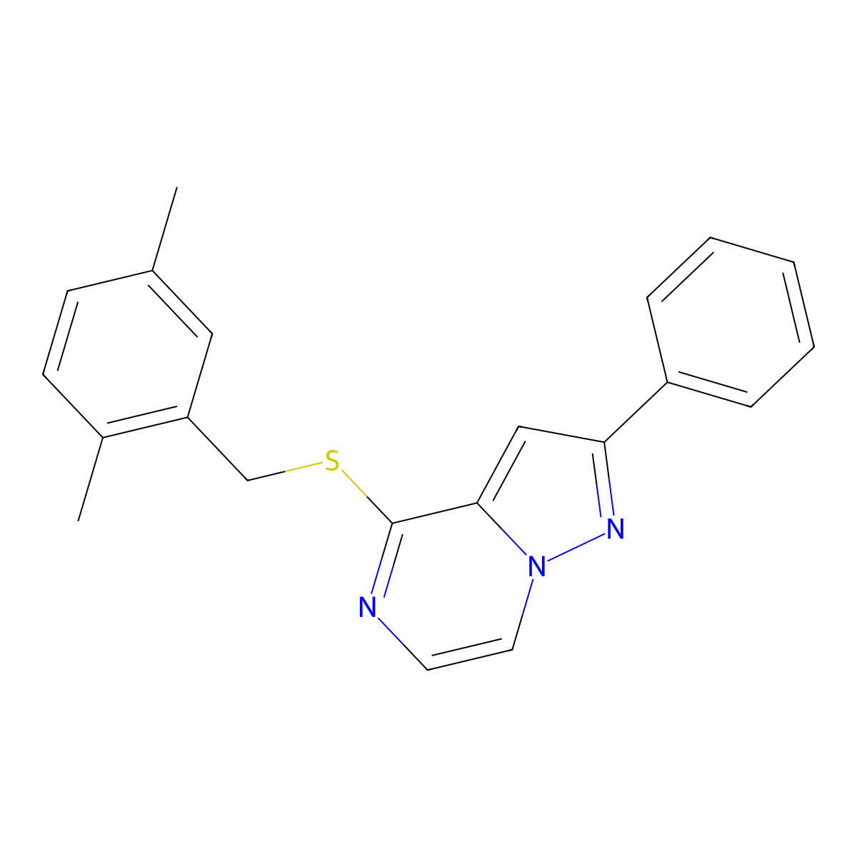 4-{[(2,5-Dimethylphenyl)methyl]sulfanyl}-2-phenylpyrazolo[1,5-A]pyrazine molecular structure, CAS 1040658-48-7