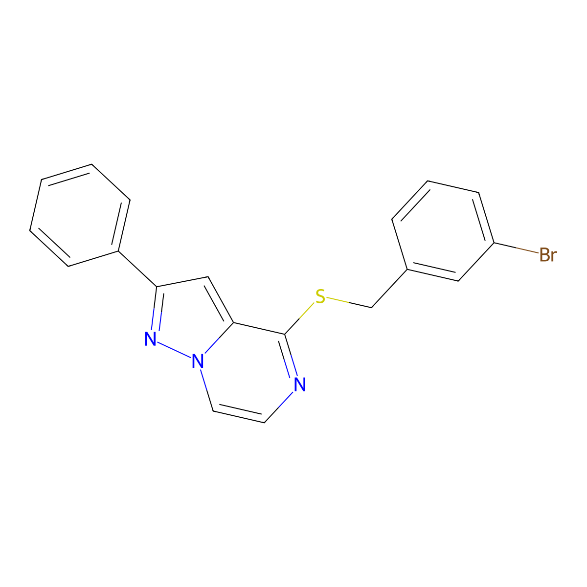 4-[(3-Bromobenzyl)thio]-2-phenylpyrazolo[1,5-a]pyrazine molecular structure, CAS 1040658-53-4