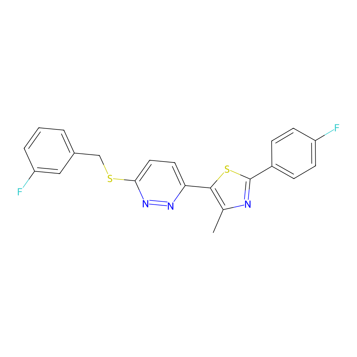 5-(6-((3-Fluorobenzyl)thio)pyridazin-3-yl)-2-(4-fluorophenyl)-4-methylthiazole molecular structure, CAS 1040658-54-5