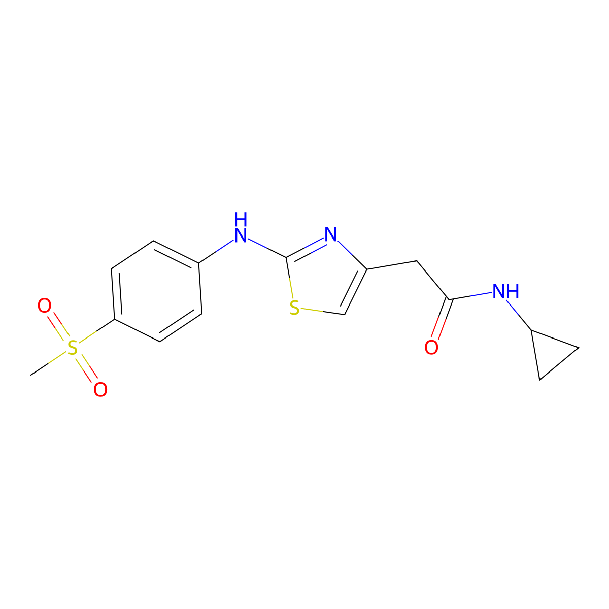N-cyclopropyl-2-{2-[(4-methanesulfonylphenyl)amino]-1,3-thiazol-4-yl}acetamide molecular structure, CAS 1040658-56-7
