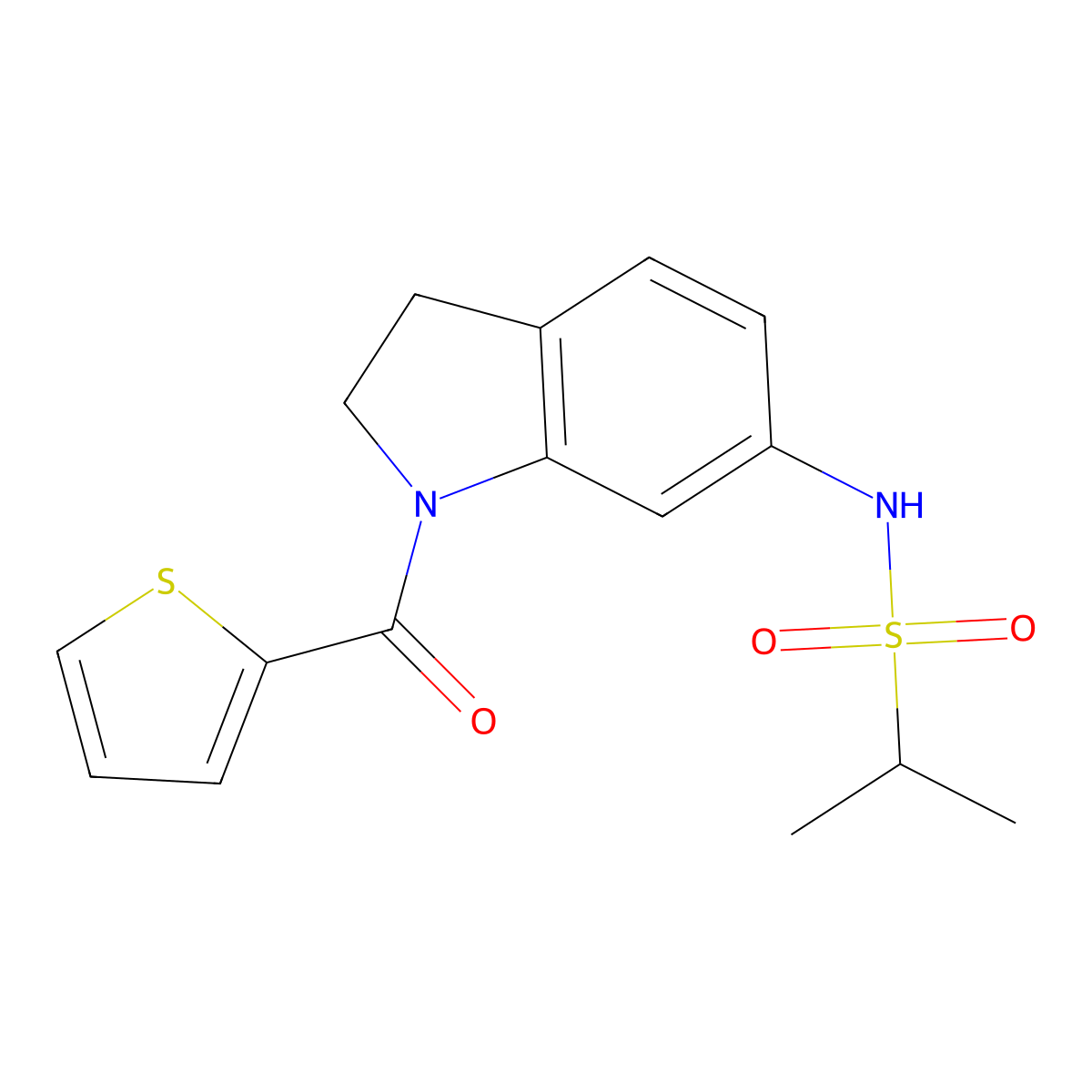 N-(1-(thiophene-2-carbonyl)indolin-6-yl)propane-2-sulfonamide molecular structure, CAS 1040658-57-8
