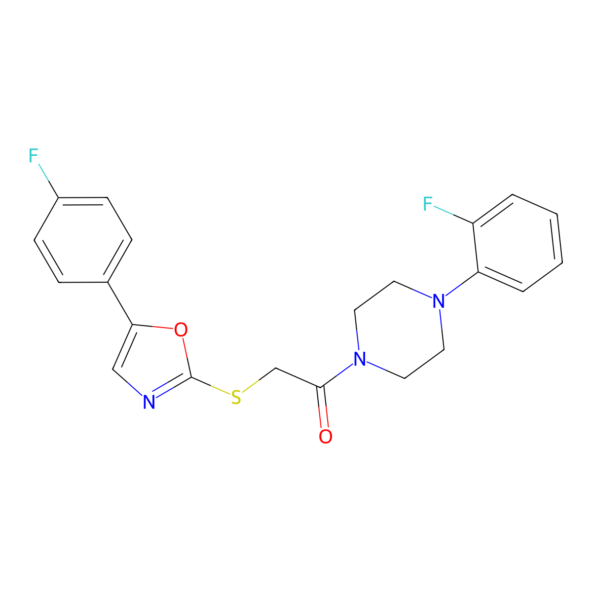 2-{[5-(4-Fluorophenyl)-1,3-oxazol-2-yl]sulfanyl}-1-[4-(2-fluorophenyl)piperazin-1-yl]ethan-1-one molecular structure, CAS 1040658-60-3