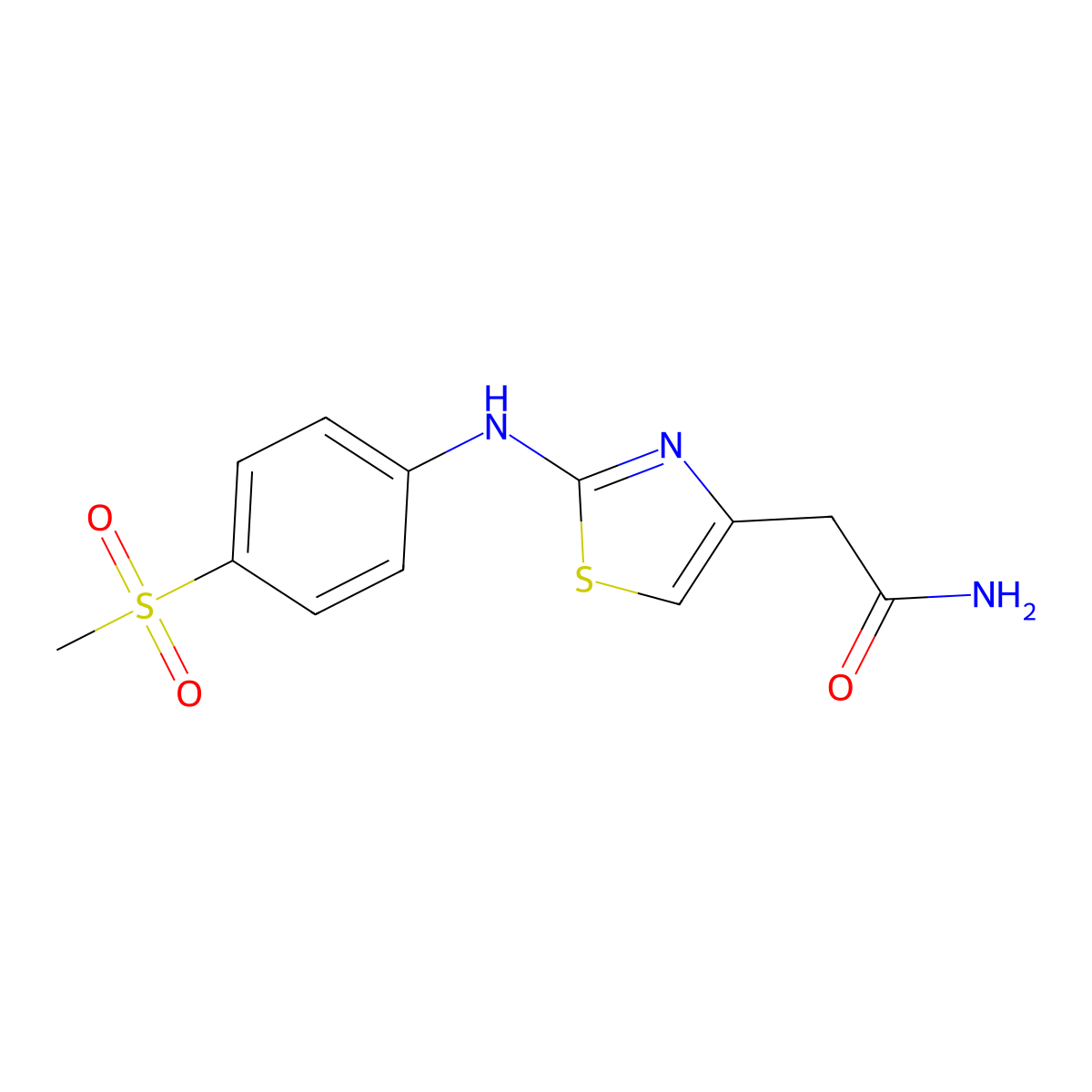 2-{2-[(4-Methanesulfonylphenyl)amino]-1,3-thiazol-4-yl}acetamide molecular structure, CAS 1040658-66-9