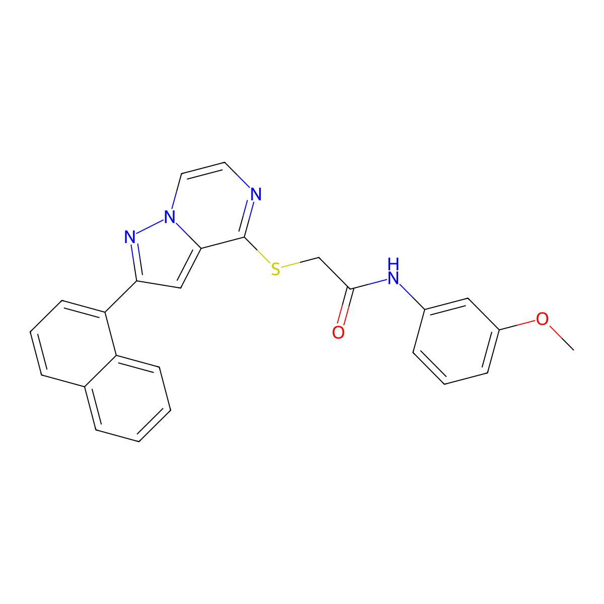 N-(3-methoxyphenyl)-2-{[2-(naphthalen-1-yl)pyrazolo[1,5-a]pyrazin-4-yl]sulfanyl}acetamide molecular structure, CAS 1040658-70-5