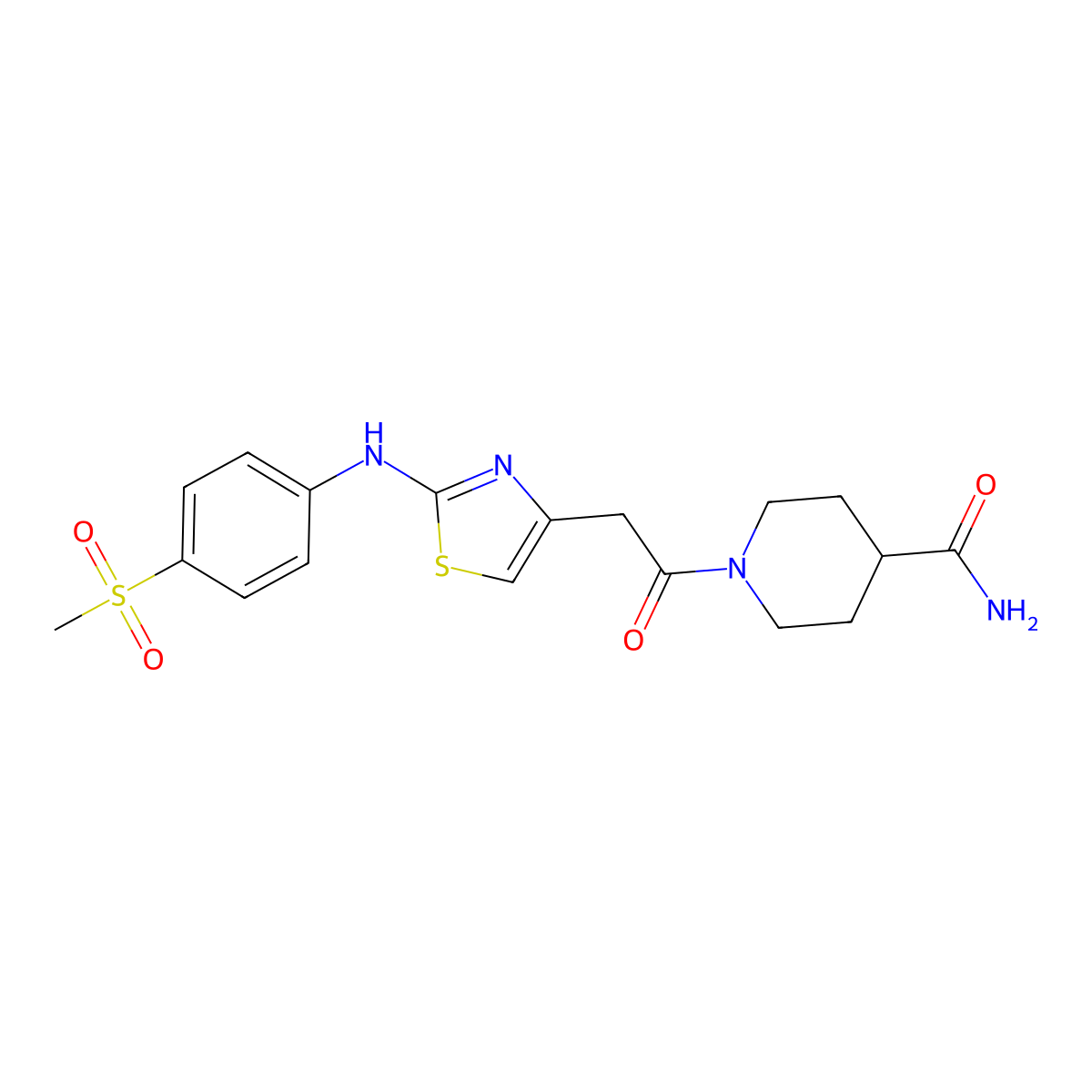 1-(2-{2-[(4-Methanesulfonylphenyl)amino]-1,3-thiazol-4-yl}acetyl)piperidine-4-carboxamide molecular structure, CAS 1040658-71-6