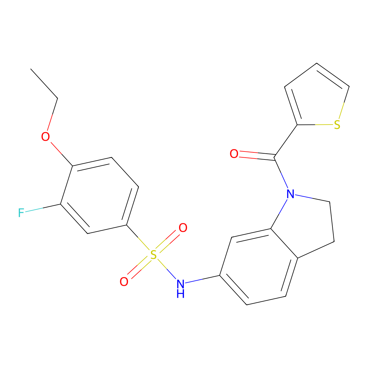 4-ethoxy-3-fluoro-N-(1-(thiophene-2-carbonyl)indolin-6-yl)benzenesulfonamide molecular structure, CAS 1040658-72-7