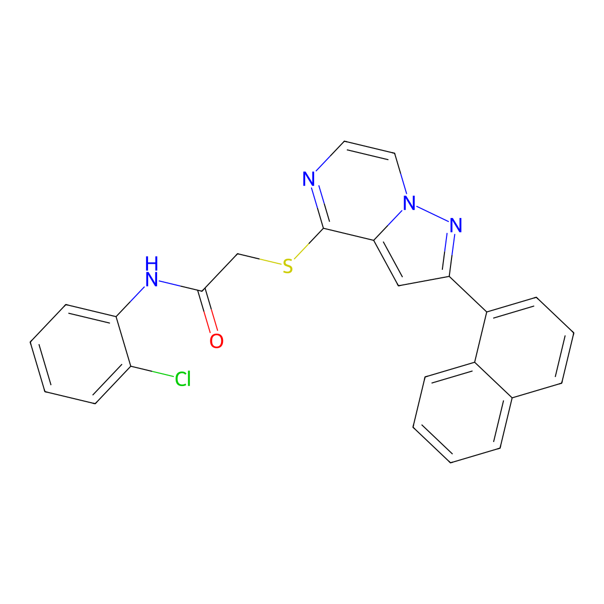 N-(2-chlorophenyl)-2-{[2-(naphthalen-1-yl)pyrazolo[1,5-a]pyrazin-4-yl]sulfanyl}acetamide molecular structure, CAS 1040658-75-0