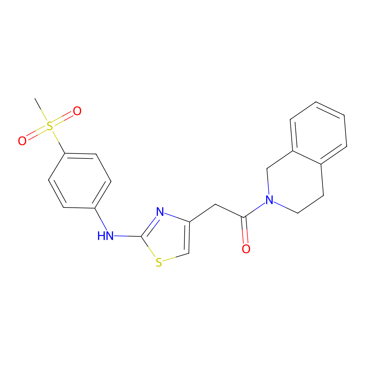 2-{2-[(4-Methanesulfonylphenyl)amino]-1,3-thiazol-4-yl}-1-(1,2,3,4-tetrahydroisoquinolin-2-yl)ethan-1-one molecular structure, CAS 1040658-81-8