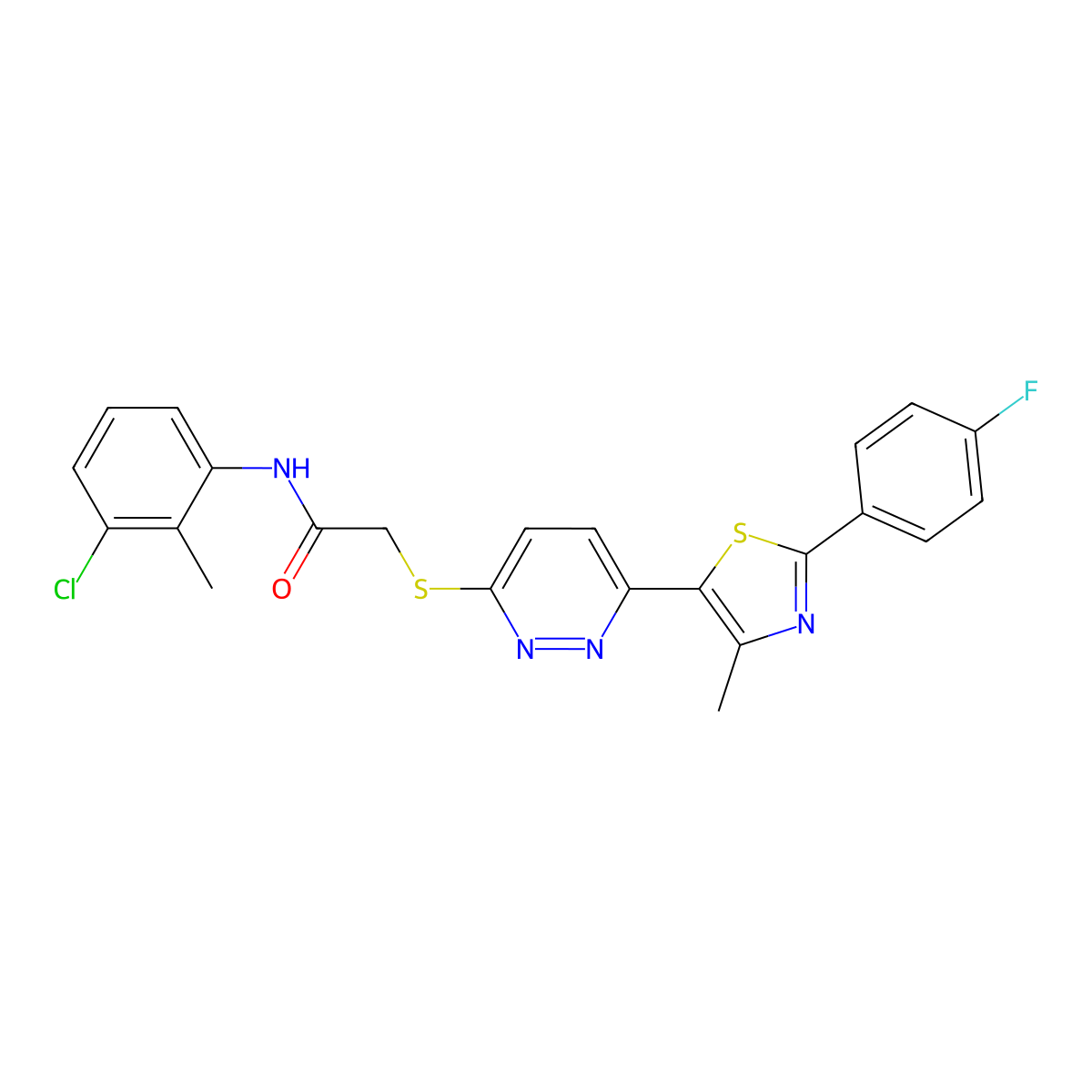 N-(3-chloro-2-methylphenyl)-2-((6-(2-(4-fluorophenyl)-4-methylthiazol-5-yl)pyridazin-3-yl)thio)acetamide molecular structure, CAS 1040658-84-1