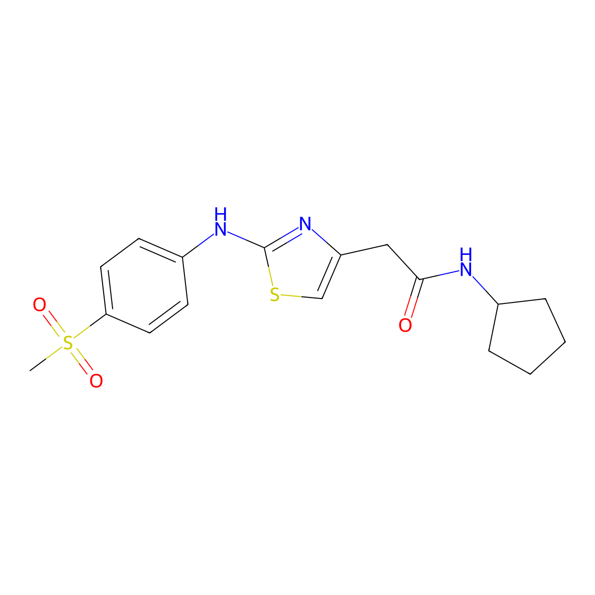 N-cyclopentyl-2-{2-[(4-methanesulfonylphenyl)amino]-1,3-thiazol-4-yl}acetamide molecular structure, CAS 1040658-86-3