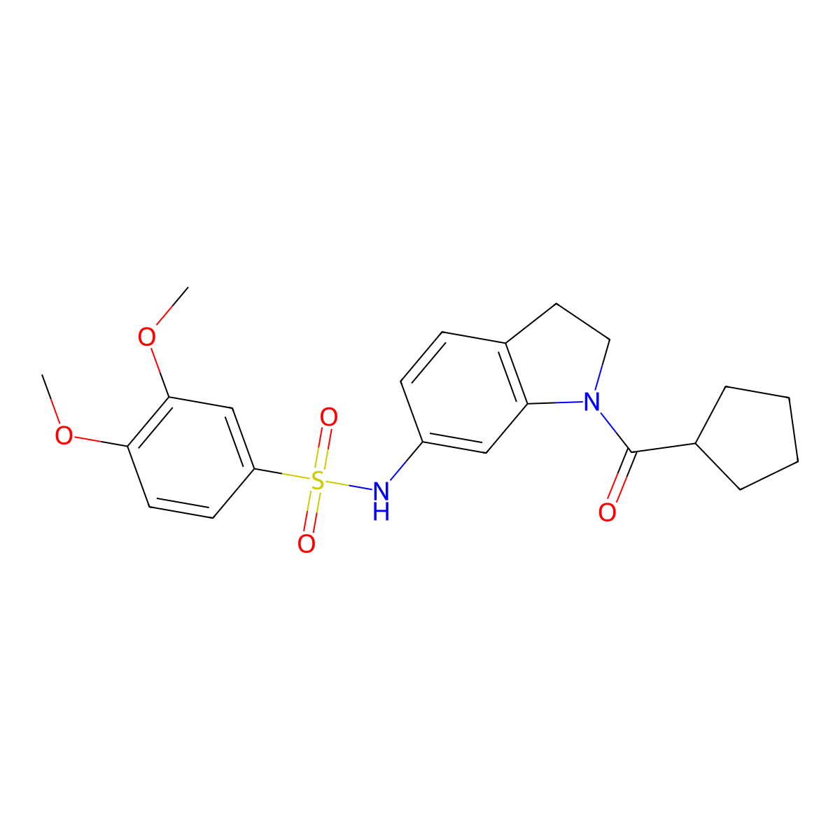 N-(1-(cyclopentanecarbonyl)indolin-6-yl)-3,4-dimethoxybenzenesulfonamide molecular structure, CAS 1040658-87-4