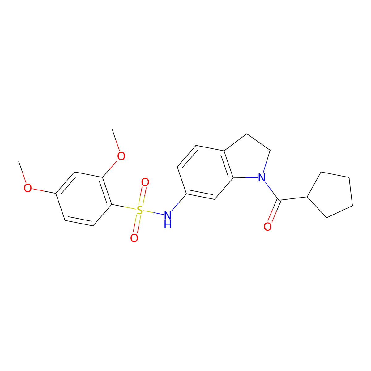 N-(1-(cyclopentanecarbonyl)indolin-6-yl)-2,4-dimethoxybenzenesulfonamide molecular structure, CAS 1040658-97-6