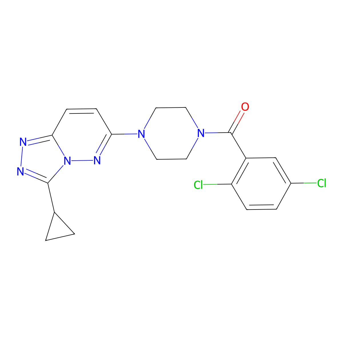 (4-(3-Cyclopropyl-[1,2,4]triazolo[4,3-b]pyridazin-6-yl)piperazin-1-yl)(2,5-dichlorophenyl)methanone molecular structure, CAS 1040658-98-7