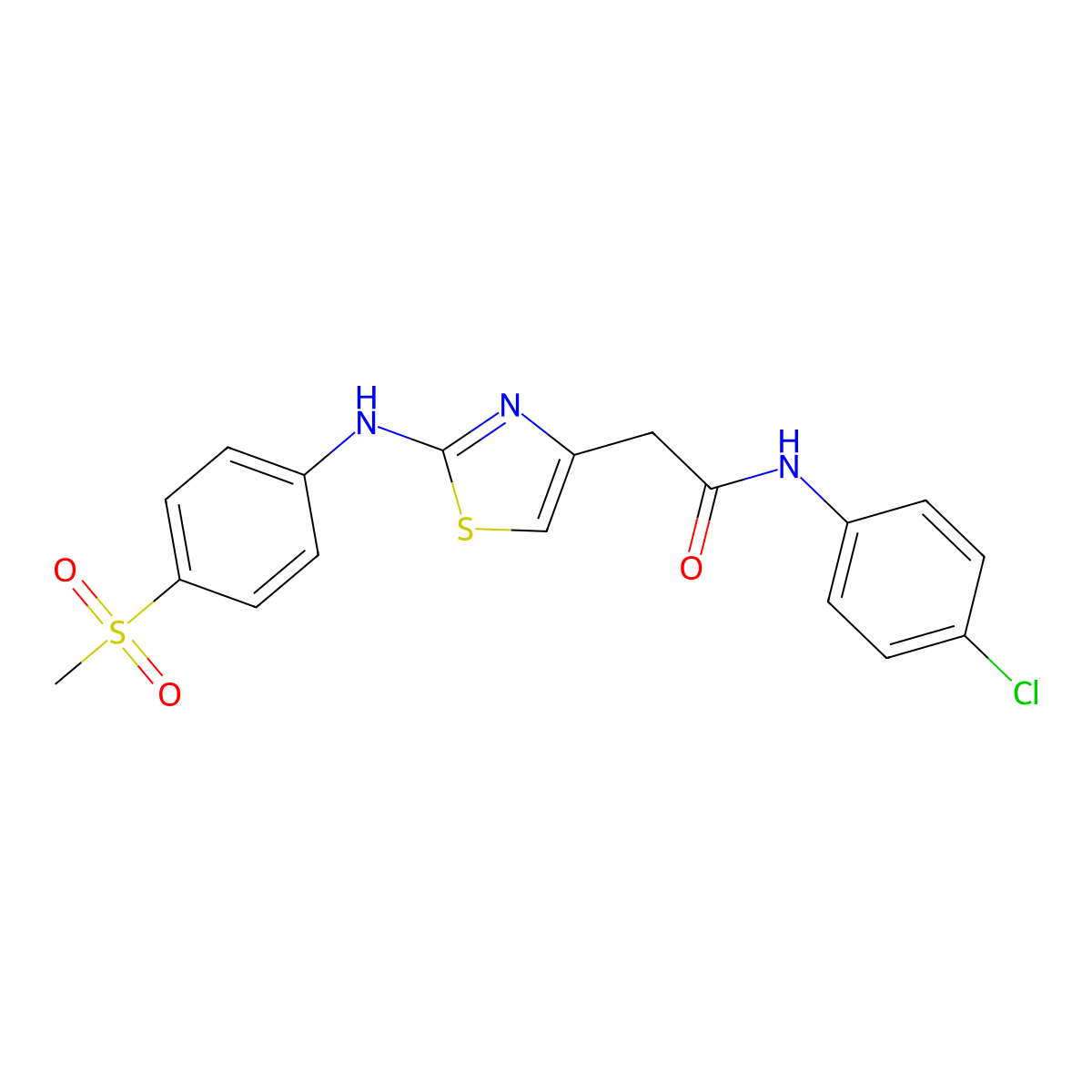 N-(4-chlorophenyl)-2-{2-[(4-methanesulfonylphenyl)amino]-1,3-thiazol-4-yl}acetamide molecular structure, CAS 1040659-11-7