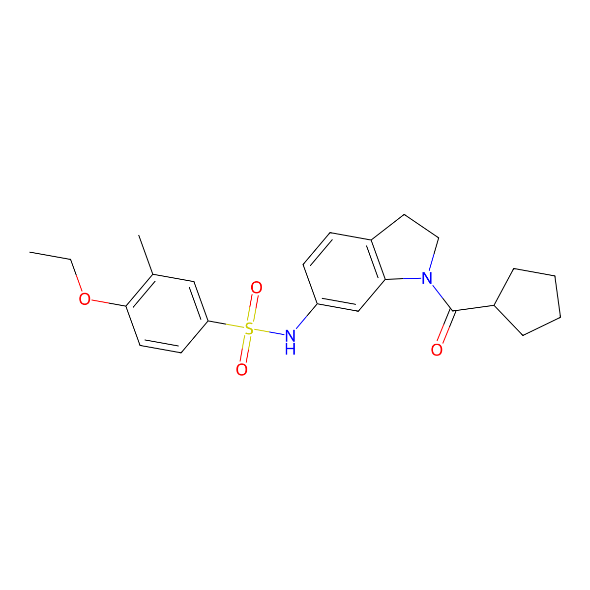 N-(1-(cyclopentanecarbonyl)indolin-6-yl)-4-ethoxy-3-methylbenzenesulfonamide molecular structure, CAS 1040659-12-8
