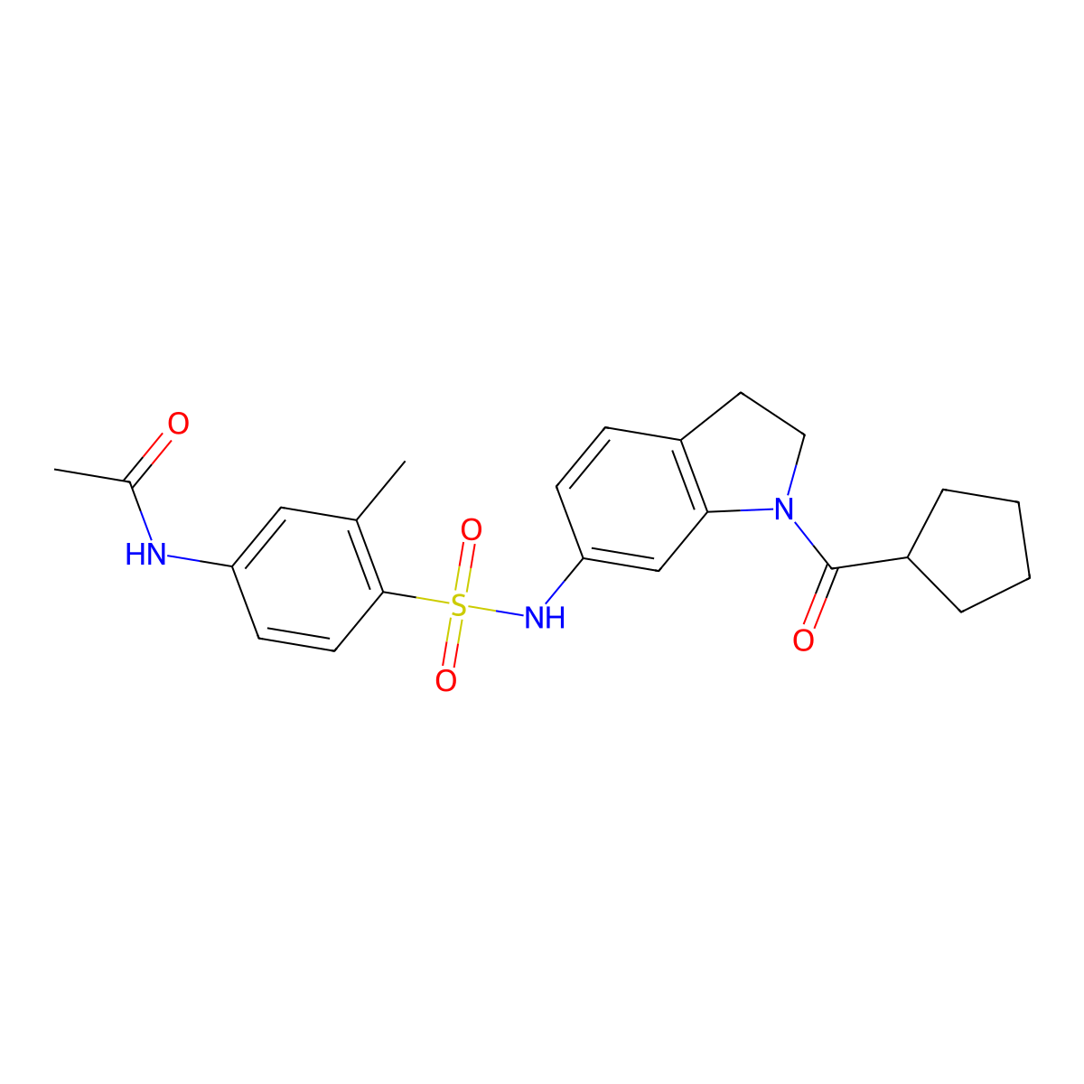 N-(4-(N-(1-(cyclopentanecarbonyl)indolin-6-yl)sulfamoyl)-3-methylphenyl)acetamide molecular structure, CAS 1040659-17-3