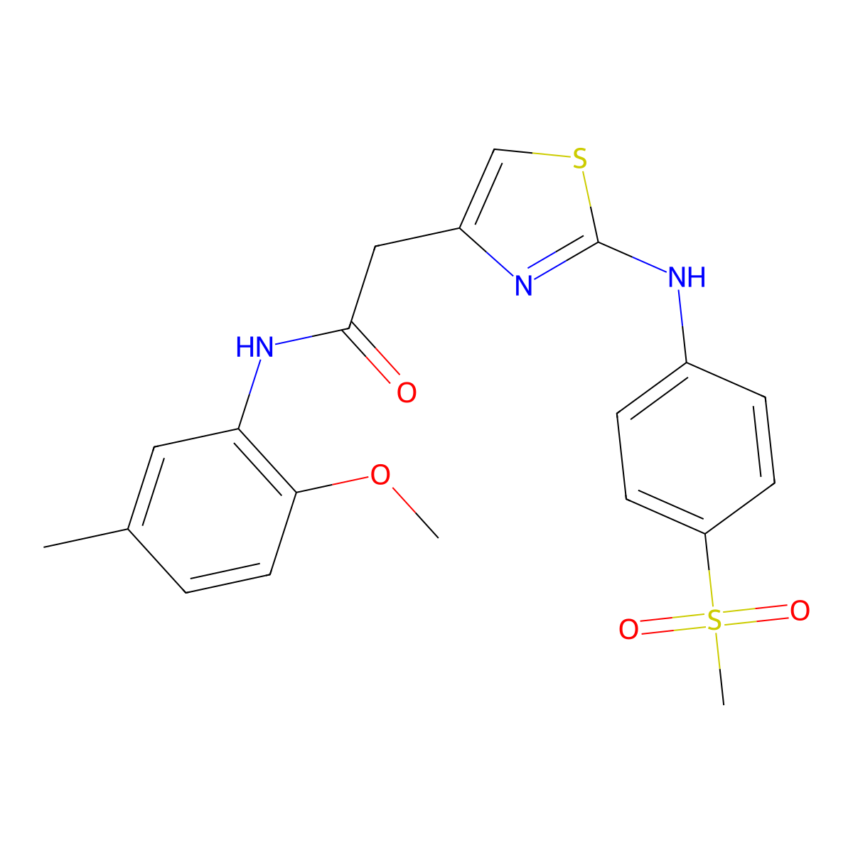 2-{2-[(4-methanesulfonylphenyl)amino]-1,3-thiazol-4-yl}-N-(2-methoxy-5-methylphenyl)acetamide molecular structure, CAS 1040659-26-4