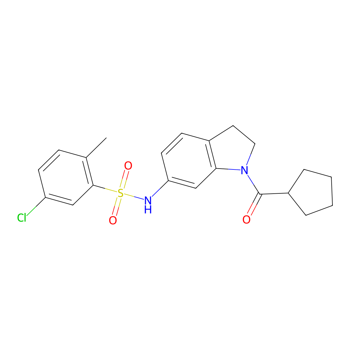 5-chloro-N-(1-(cyclopentanecarbonyl)indolin-6-yl)-2-methylbenzenesulfonamide molecular structure, CAS 1040659-27-5