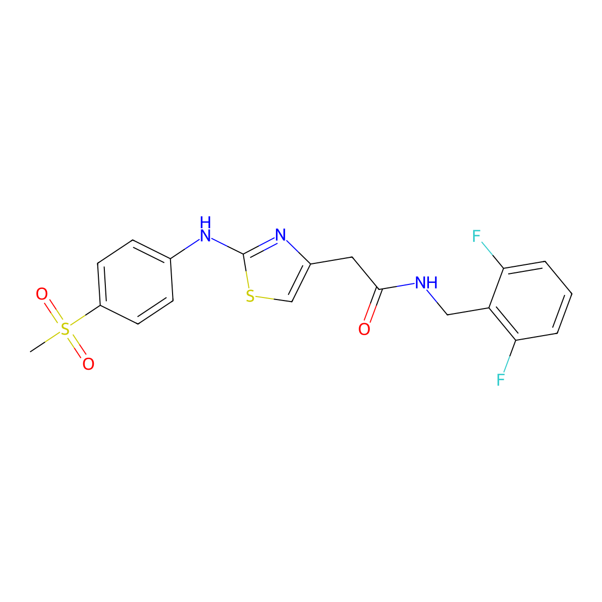 N-[(2,6-difluorophenyl)methyl]-2-{2-[(4-methanesulfonylphenyl)amino]-1,3-thiazol-4-yl}acetamide molecular structure, CAS 1040659-31-1
