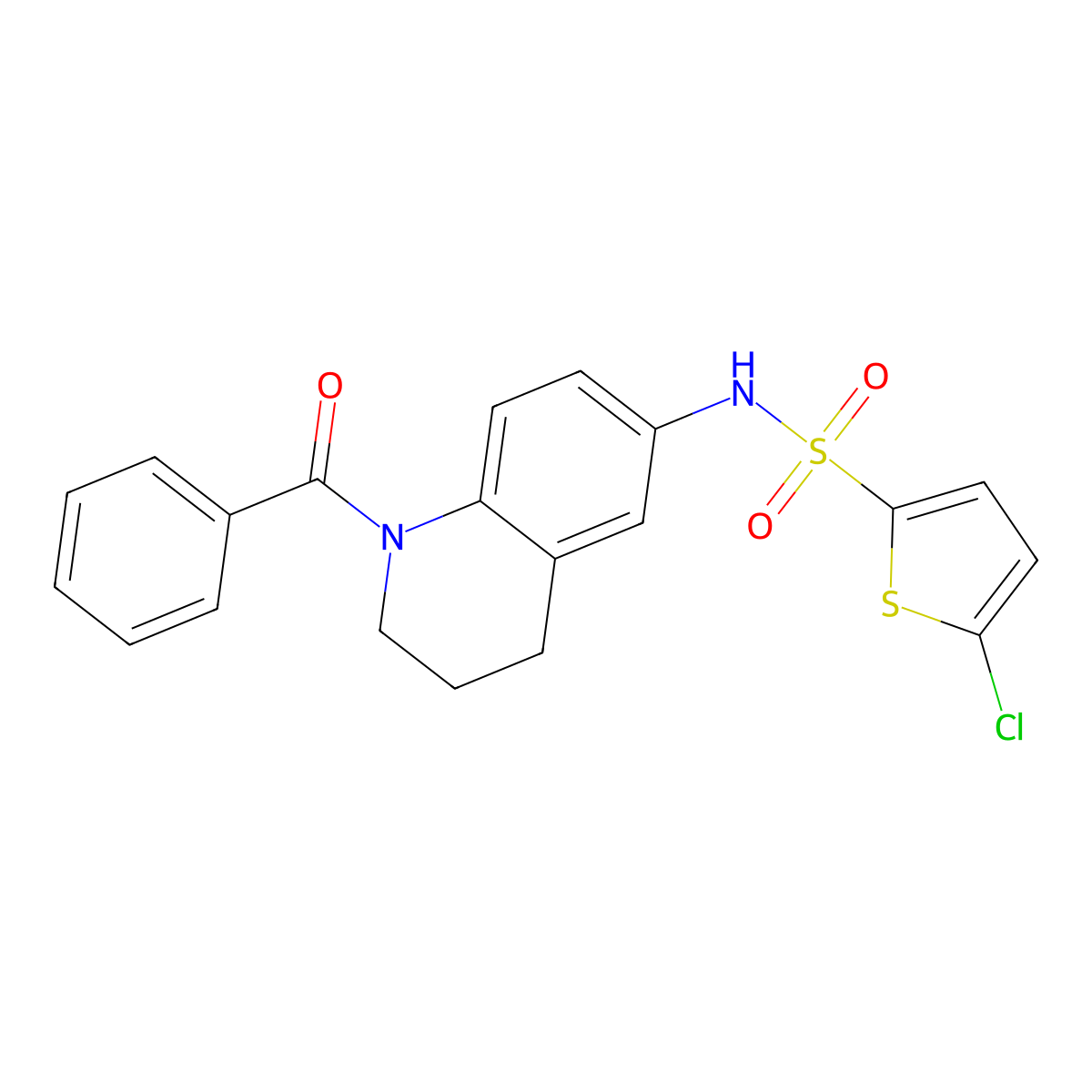 N-(1-benzoyl-1,2,3,4-tetrahydroquinolin-6-yl)-5-chlorothiophene-2-sulfonamide molecular structure, CAS 1040659-34-4