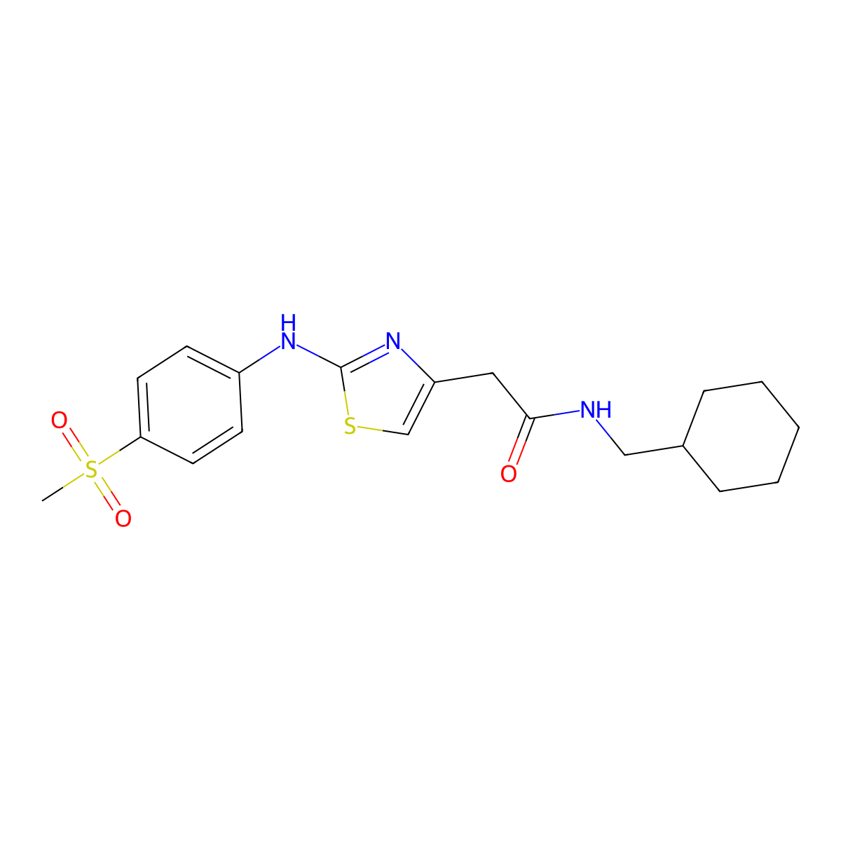 N-(cyclohexylmethyl)-2-{2-[(4-methanesulfonylphenyl)amino]-1,3-thiazol-4-yl}acetamide molecular structure, CAS 1040659-36-6