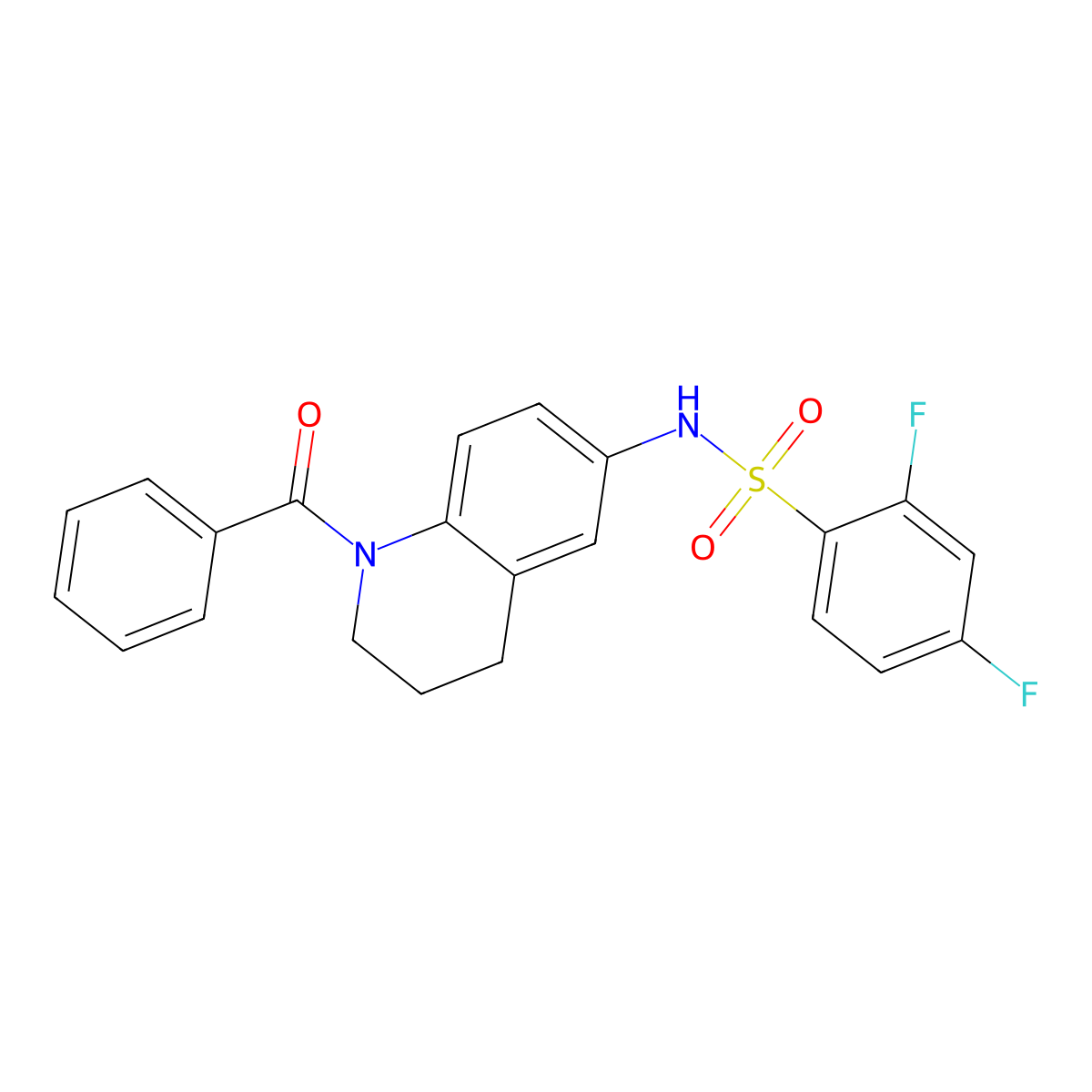 N-(1-benzoyl-1,2,3,4-tetrahydroquinolin-6-yl)-2,4-difluorobenzene-1-sulfonamide molecular structure, CAS 1040659-39-9