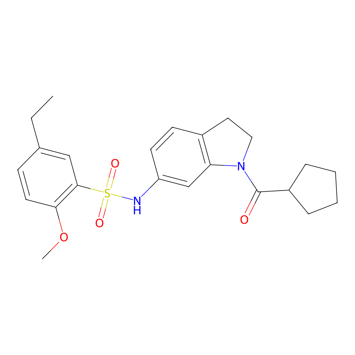 N-(1-(cyclopentanecarbonyl)indolin-6-yl)-5-ethyl-2-methoxybenzenesulfonamide molecular structure, CAS 1040659-42-4