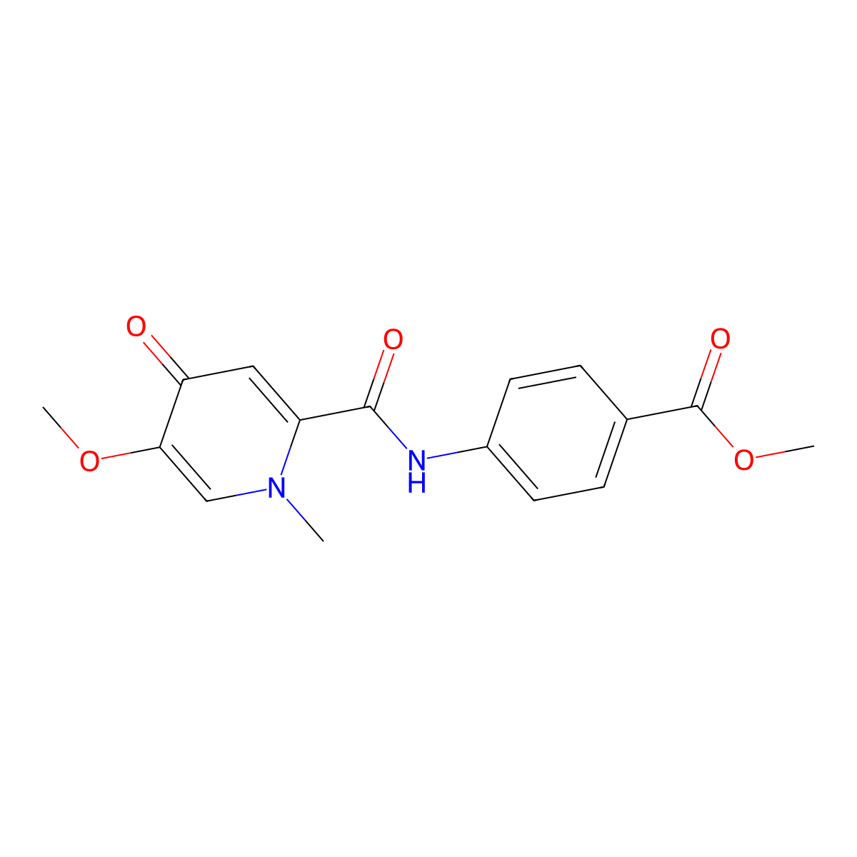 Methyl 4-(5-methoxy-1-methyl-4-oxo-1,4-dihydropyridine-2-carboxamido)benzoate molecular structure, CAS 1040659-43-5