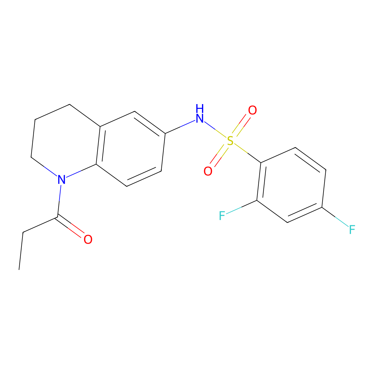 2,4-difluoro-N-(1-propanoyl-1,2,3,4-tetrahydroquinolin-6-yl)benzene-1-sulfonamide molecular structure, CAS 1040659-49-1