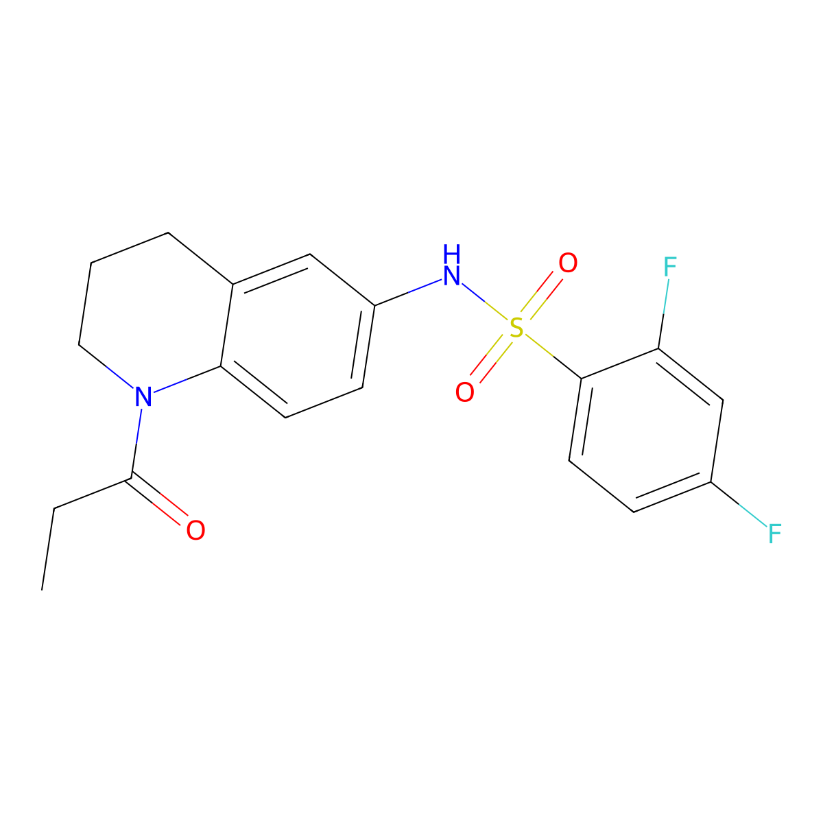 2,4-difluoro-N-(1-propanoyl-1,2,3,4-tetrahydroquinolin-6-yl)benzene-1-sulfonamide molecular structure, CAS 1040659-49-1