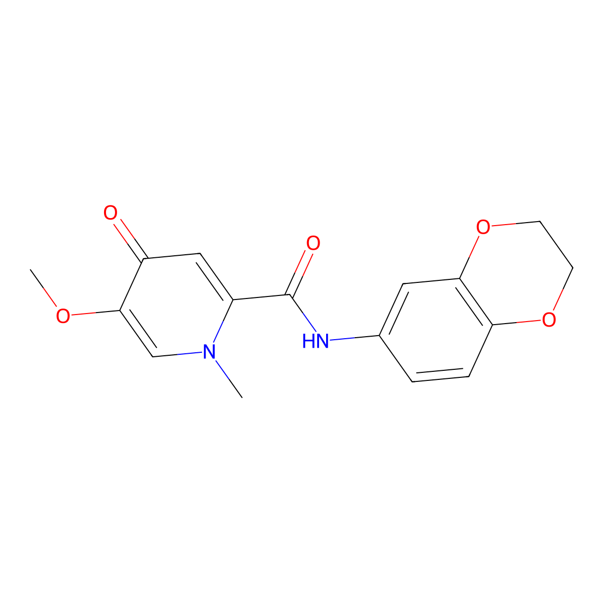 N-(2,3-dihydro-1,4-benzodioxin-6-yl)-5-methoxy-1-methyl-4-oxo-1,4-dihydropyridine-2-carboxamide molecular structure, CAS 1040659-53-7