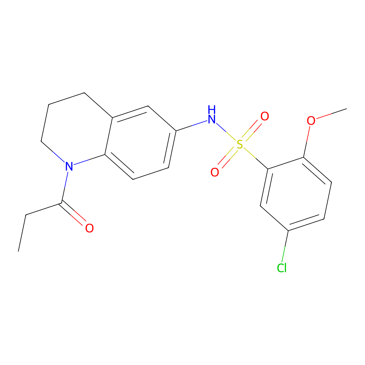 5-chloro-2-methoxy-N-(1-propanoyl-1,2,3,4-tetrahydroquinolin-6-yl)benzene-1-sulfonamide molecular structure, CAS 1040659-54-8