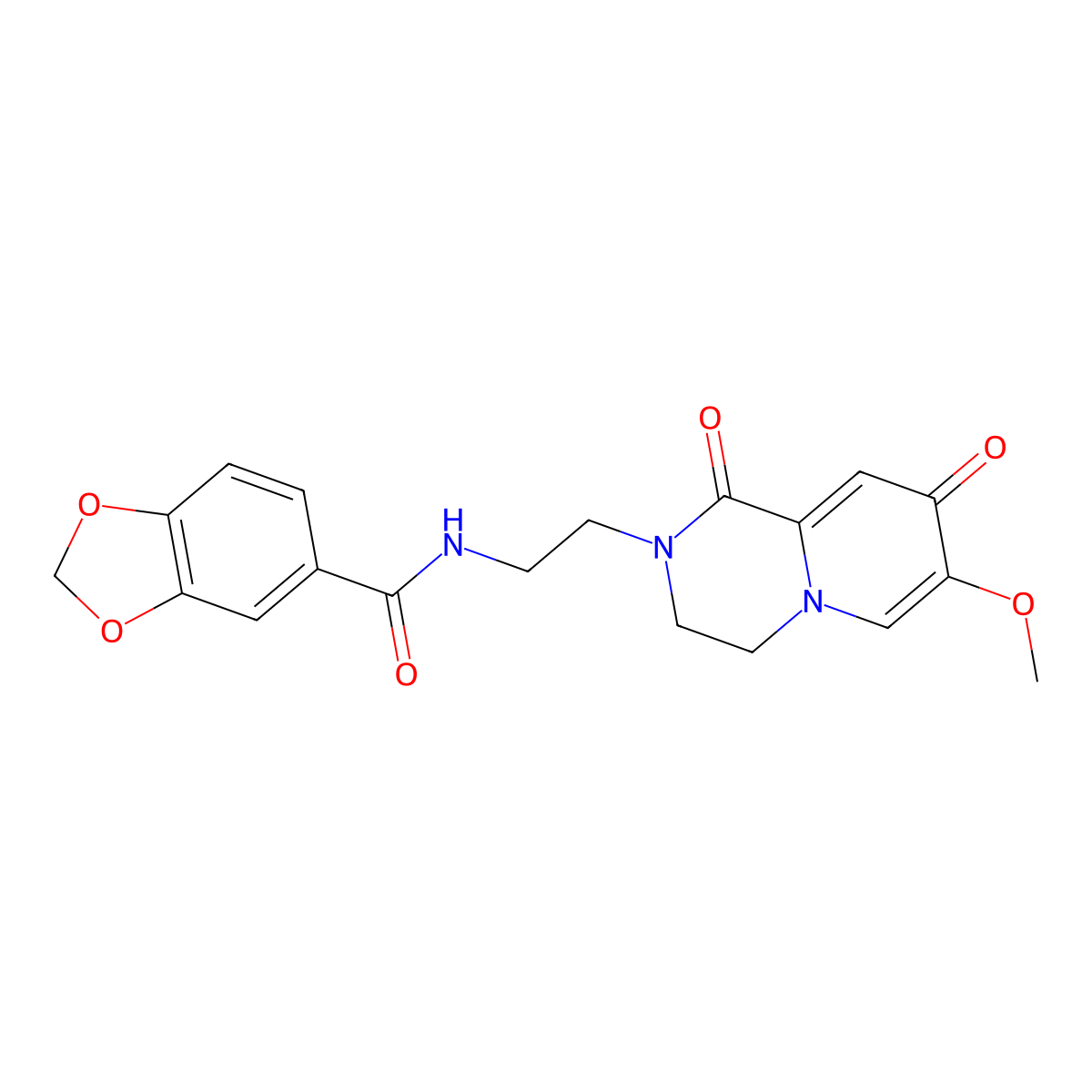 N-(2-{7-methoxy-1,8-dioxo-1H,2H,3H,4H,8H-pyrido[1,2-a]pyrazin-2-yl}ethyl)-2H-1,3-benzodioxole-5-carboxamide molecular structure, CAS 1040659-55-9
