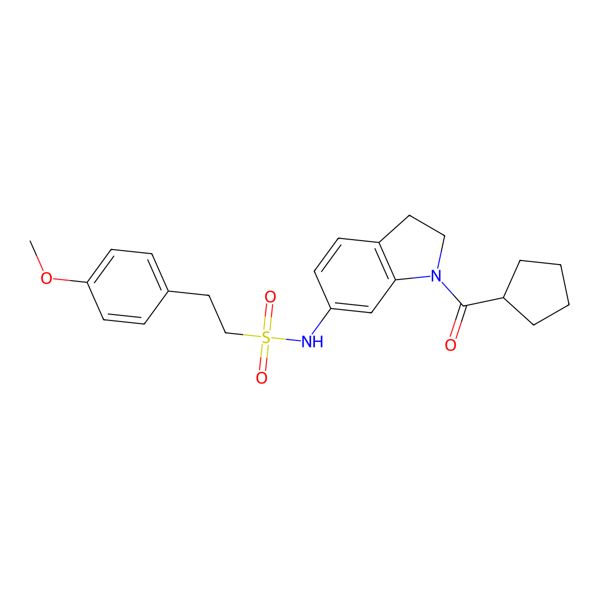 N-(1-(cyclopentanecarbonyl)indolin-6-yl)-2-(4-methoxyphenyl)ethanesulfonamide molecular structure, CAS 1040659-56-0
