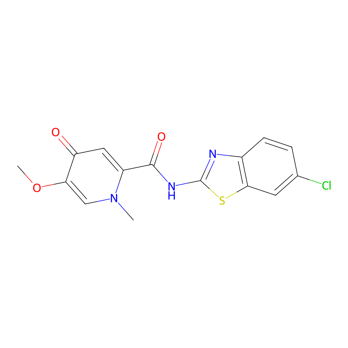 N-(6-chlorobenzo[d]thiazol-2-yl)-5-methoxy-1-methyl-4-oxo-1,4-dihydropyridine-2-carboxamide molecular structure, CAS 1040659-67-3