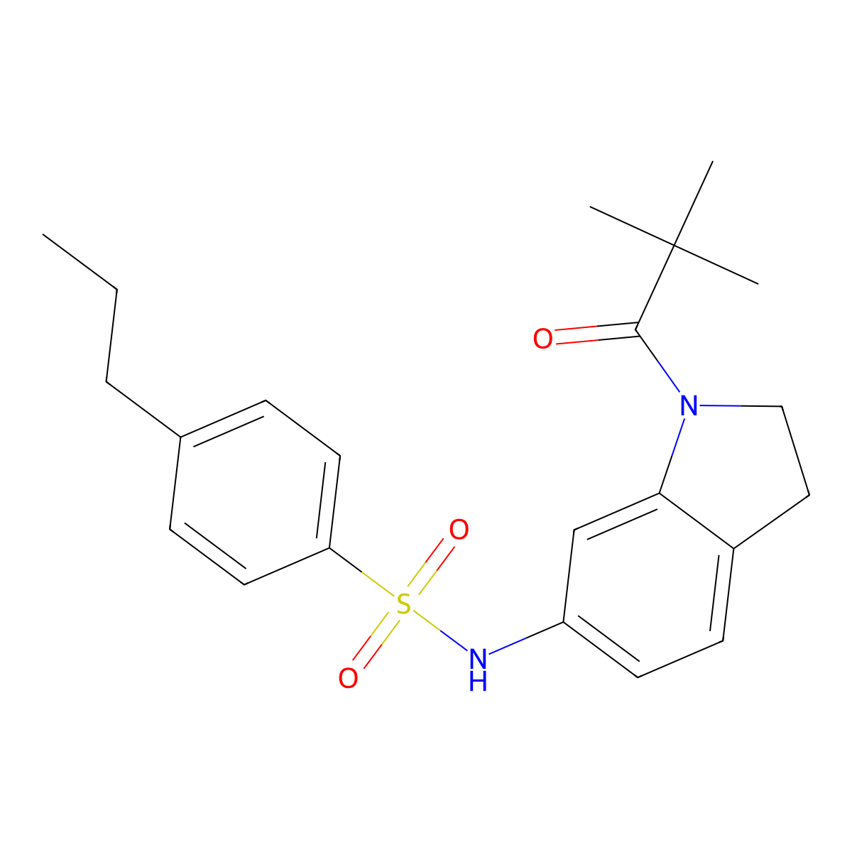 N-(1-pivaloylindolin-6-yl)-4-propylbenzenesulfonamide molecular structure, CAS 1040659-71-9