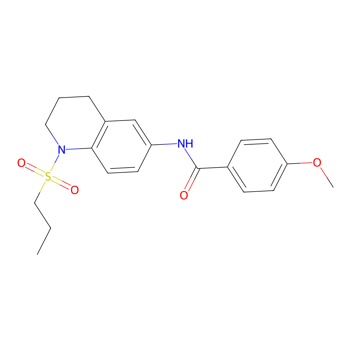 4-methoxy-N-[1-(propane-1-sulfonyl)-1,2,3,4-tetrahydroquinolin-6-yl]benzamide molecular structure, CAS 1040659-78-6