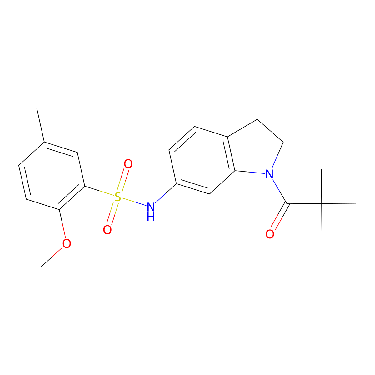 N-[1-(2,2-dimethylpropanoyl)-2,3-dihydro-1H-indol-6-yl]-2-methoxy-5-methylbenzene-1-sulfonamide molecular structure, CAS 1040659-81-1