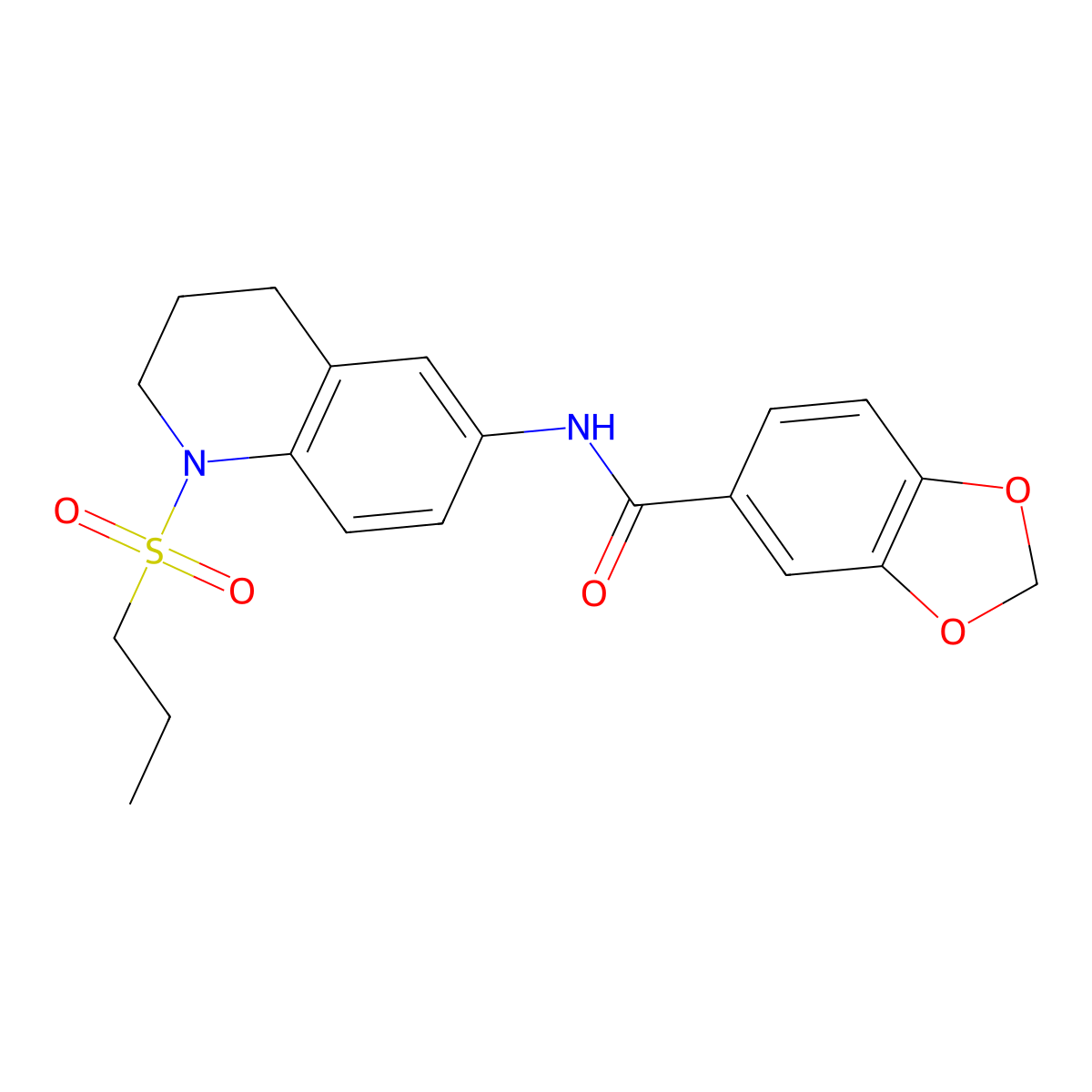 N-[1-(propane-1-sulfonyl)-1,2,3,4-tetrahydroquinolin-6-yl]-2H-1,3-benzodioxole-5-carboxamide molecular structure, CAS 1040659-83-3