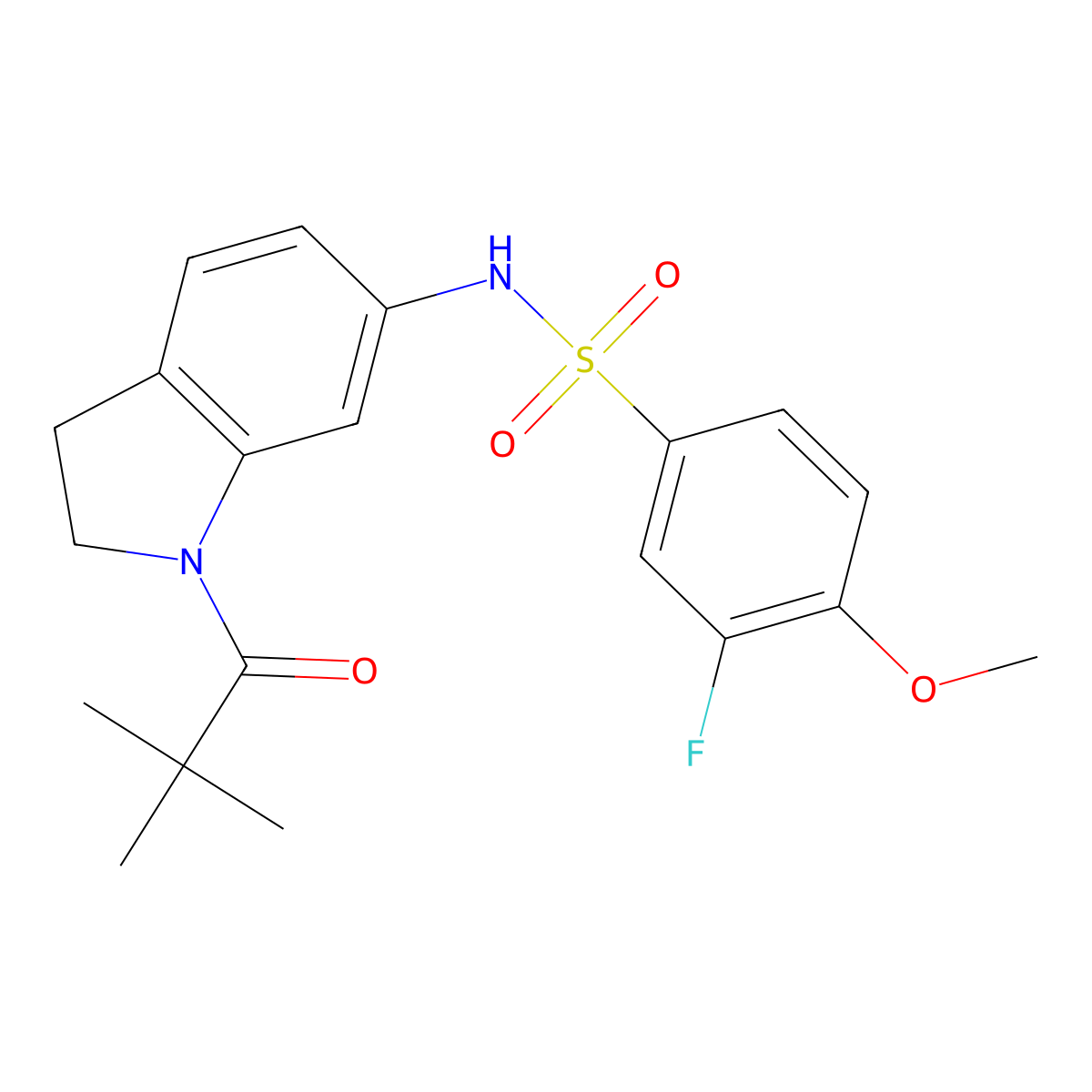 3-fluoro-4-methoxy-N-(1-pivaloylindolin-6-yl)benzenesulfonamide molecular structure, CAS 1040659-86-6
