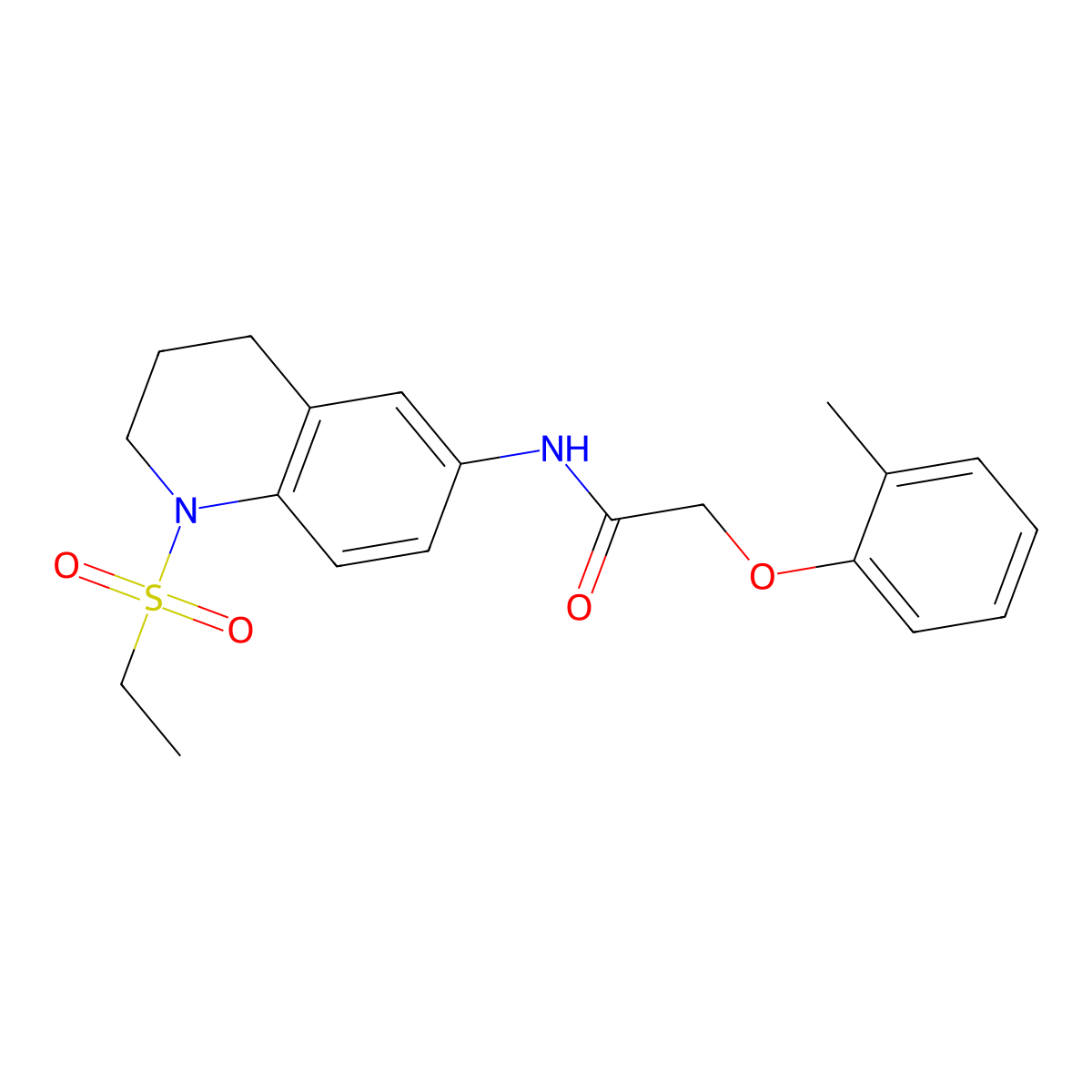 N-[1-(ethanesulfonyl)-1,2,3,4-tetrahydroquinolin-6-yl]-2-(2-methylphenoxy)acetamide molecular structure, CAS 1040659-93-5