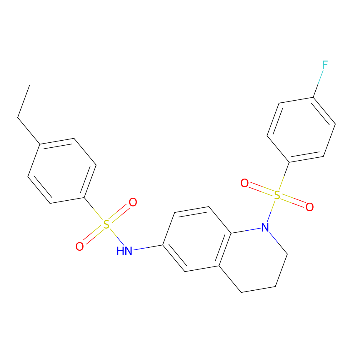 4-ethyl-N-[1-(4-fluorobenzenesulfonyl)-1,2,3,4-tetrahydroquinolin-6-yl]benzene-1-sulfonamide molecular structure, CAS 1040659-98-0