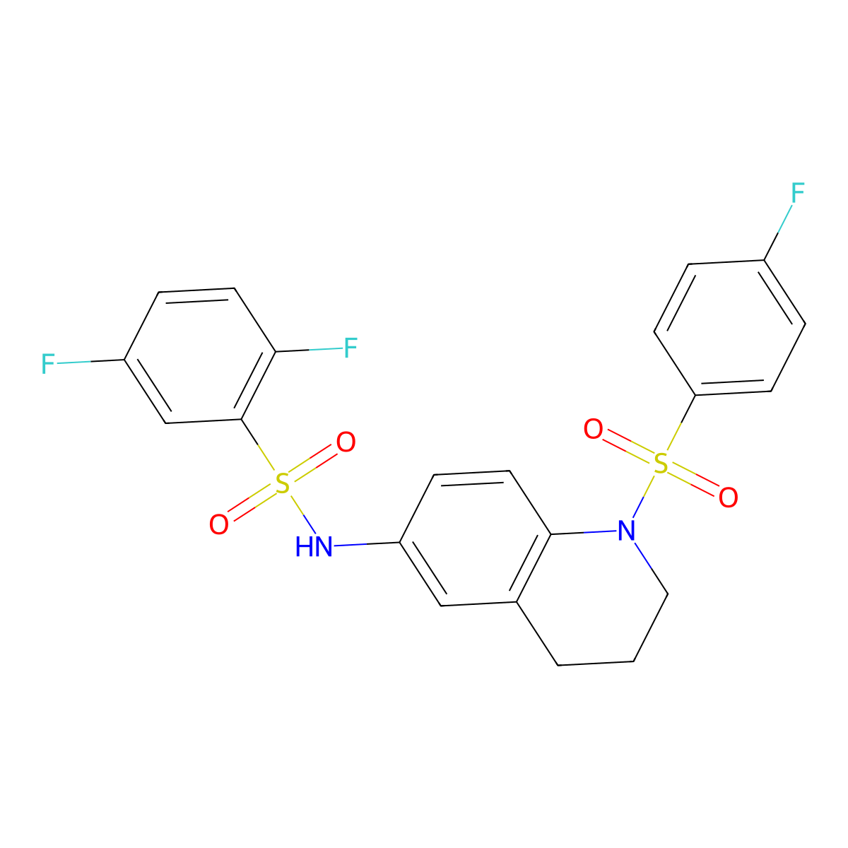 2,5-difluoro-N-[1-(4-fluorobenzenesulfonyl)-1,2,3,4-tetrahydroquinolin-6-yl]benzene-1-sulfonamide molecular structure, CAS 1040660-03-4