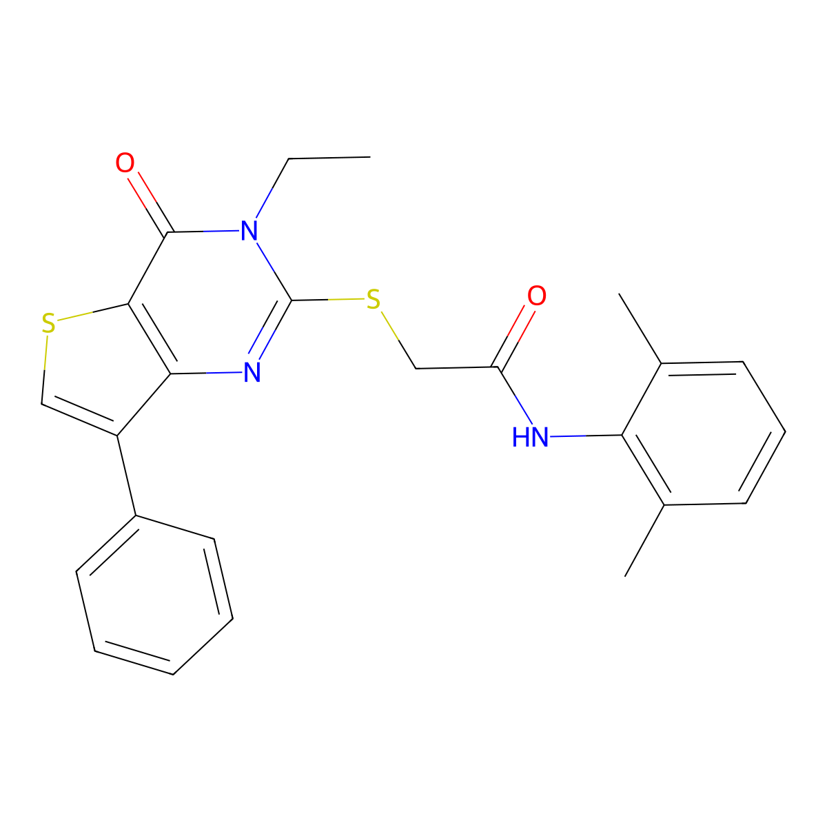 N-(2,6-dimethylphenyl)-2-[(3-ethyl-4-oxo-7-phenyl-3,4-dihydrothieno[3,2-d]pyrimidin-2-yl)thio]acetamide molecular structure, CAS 1040660-05-6